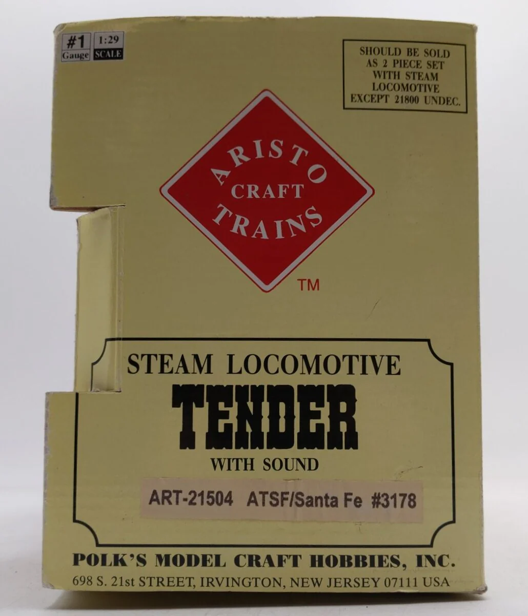 Aristo-Craft ART-21504 G Scale ATSF Tender #3178 EX/Box - Image 7