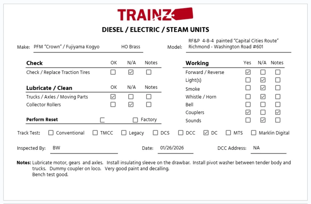 Fujiyama HO Scale RFP BRASS 4-8-4 Steam Locomotive & Tender #601 EX/Box - Image 11
