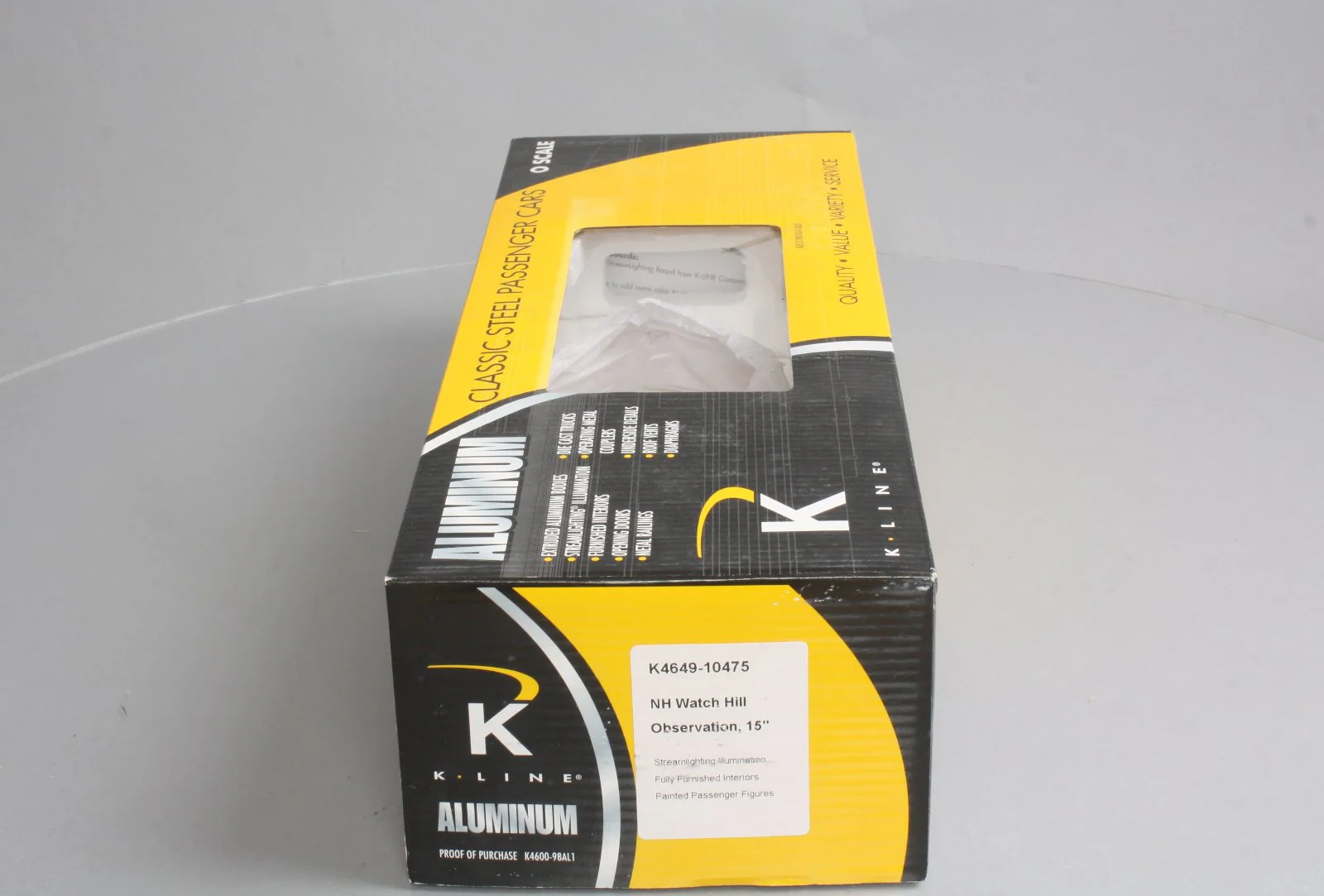 K-Line K4649-10475 O New Haven "Watch Hill" 15" Aluminum Observation Car LN/Box - Image 10