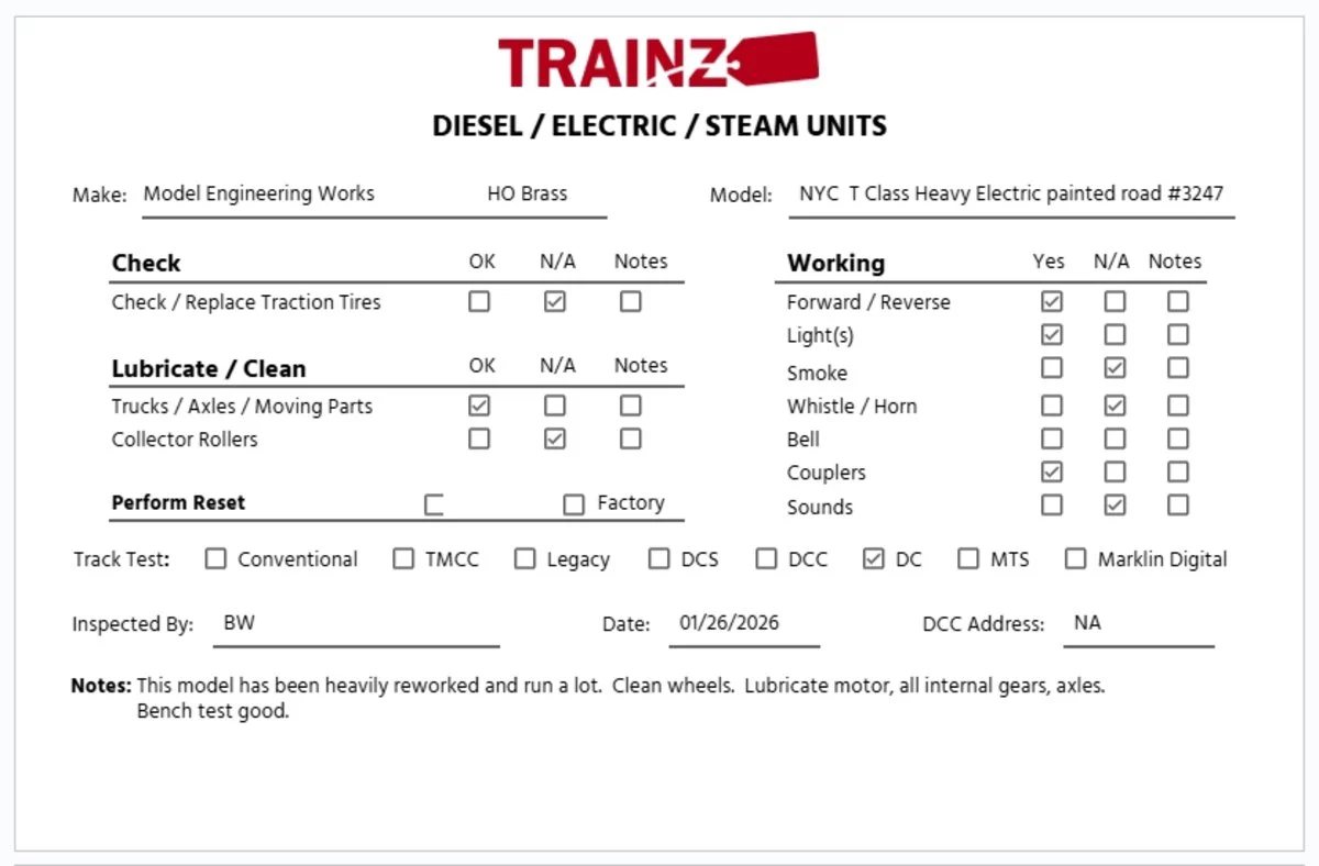 MEW HO Scale BRASS New York Central T Class Heavy Electric Locomotive - Custom - Image 11