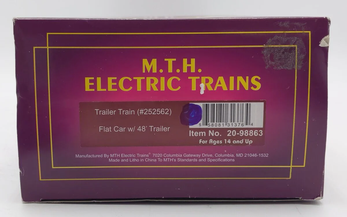MTH 20-98863 O Gauge TTX Flatcar w/48' Trailer #252562 EX/Box - Image 6