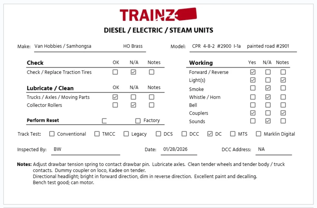 Van Hobbies HO Scale BRASS Canadian Pacific 4-8-2 I-1A Steam Loco & Tender #2901 EX/Box - Image 12