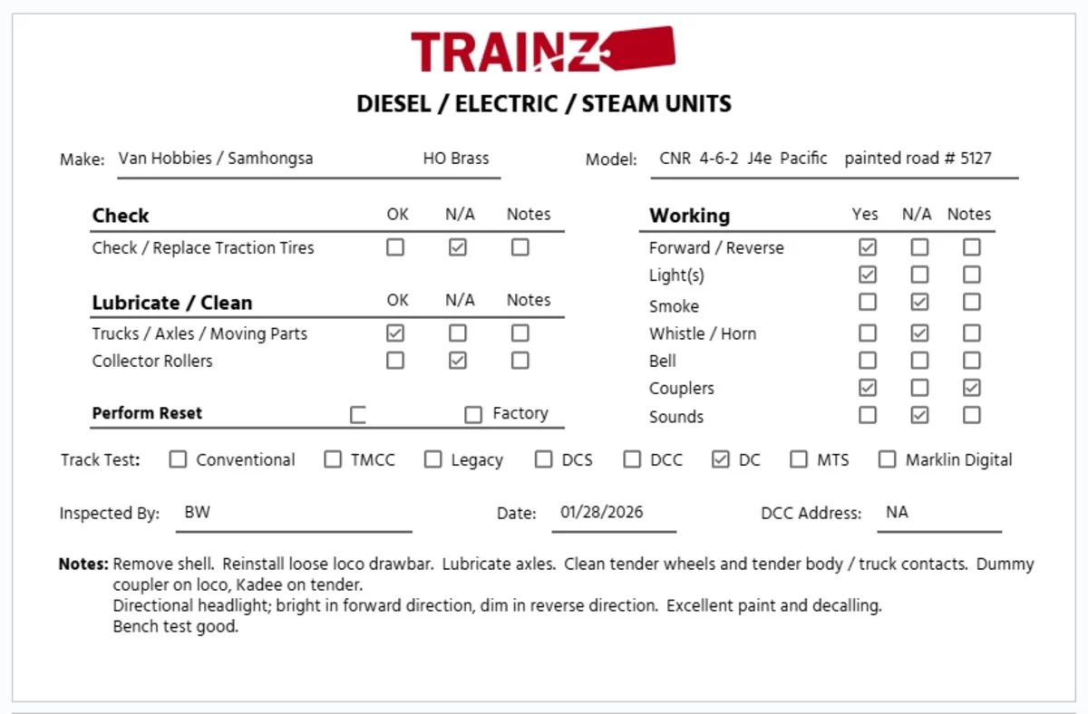Van Hobbies HO Scale Canadian National BRASS 4-6-2 J4e Steam Loco & Tender #5127 EX/Box - Image 12